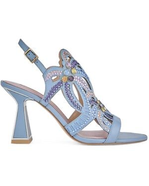 Kat Maconie Kiawa Crystal-Embellished Cut-Out Sandals - Blue