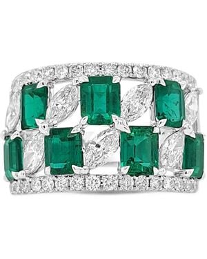 HYT Jewelry Emerald And Diamond Ring - Green