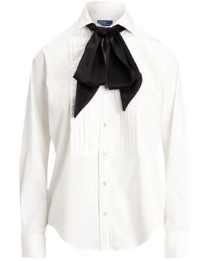 Polo Ralph Lauren Pleated Bow-Tie Shirt - White
