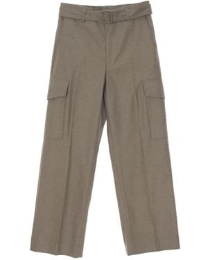 AURALEE Flannel Cargo Slacks Trousers - Grey