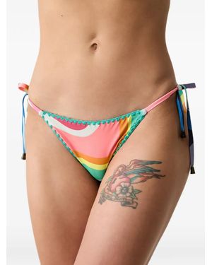 Kurt Geiger Wave-Print Side-Tie Bikini Bottoms - Pink