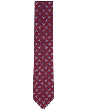 Canali Geometric-Print Silk Tie - Purple