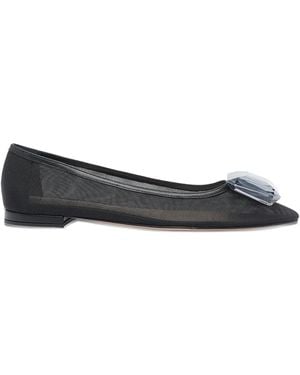 Gianvito Rossi Ballerines À Ornements En Cristal - Noir