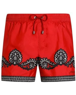 Dolce & Gabbana プリント トランクス水着 - レッド