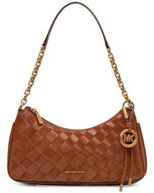 MICHAEL Michael Kors Nolita Medium Hand-Woven Leather Chain Clutch - Brown