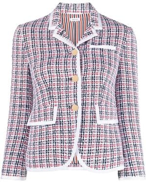 Thom Browne Check-Pattern Tweed Jacket - Red