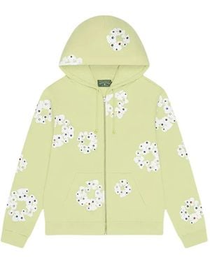 DENIM TEARS Wreath Rhinestone Zip-Up Hoodie - Yellow
