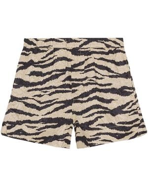 Ganni Zebra-Print Crinked Shorts - Multicolour
