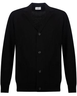 Paolo Pecora V-Neck Merino Wool Cardigan - Black