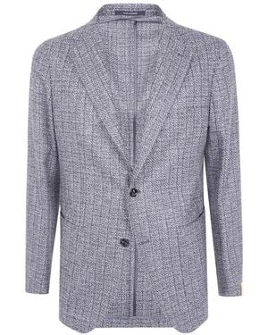 Tagliatore Single-Breasted Wool Blazer - Blue