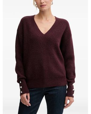 Morgan Gerippter Pullover Mit Kristallen - Lila