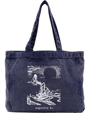 agnès b. Large Sunset Tote Bag - Blue