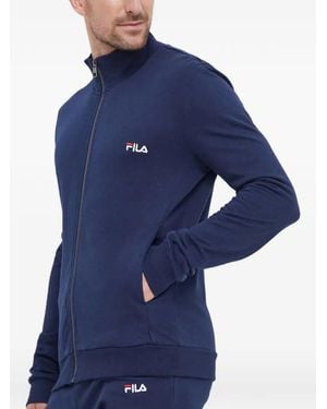 Fila Felpa Con Logo Ricamato E Zip - Blu