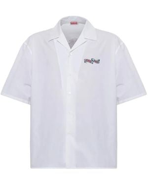 KENZO Camicia A Maniche Corte Con Stampa - Bianco