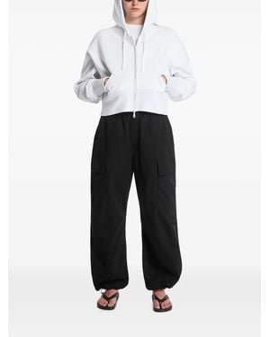 Dime Cropped Zip-Up Hoodie - White