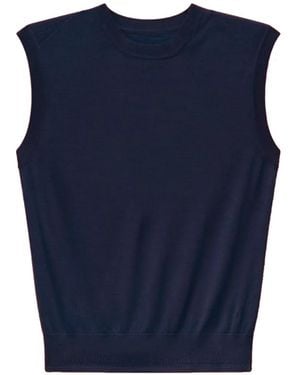 Another Tomorrow Fine-Knit Sleeveless Top - Blue