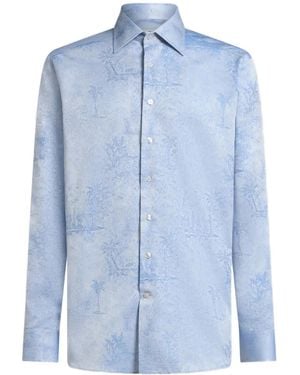 Etro サファリジャカード シャツ - ブルー