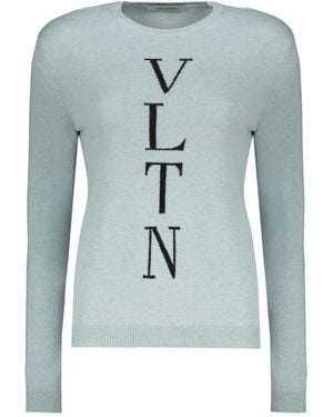 Valentino Garavani Logo-Detail Crew-Neck Sweater - Blue