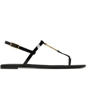 Saint Laurent Logo Plaque Sandals - Black