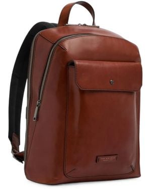 The Bridge Mattia Leather Flap-Pocket Backpack - Brown