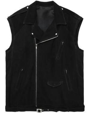 Rick Owens Classic Sleeveless Leather Biker Vest - Black