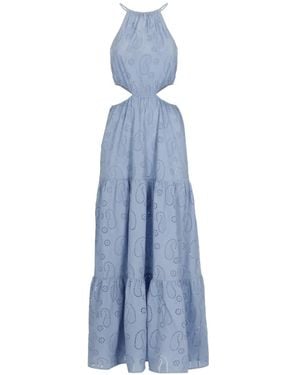 MC2 Saint Barth Kaby Broderie-Anglaise Maxi Dress - Blue