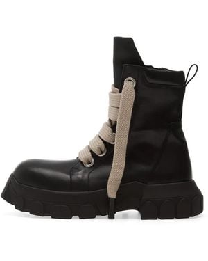 Rick Owens Leather Combat Boots - Black