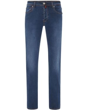 Billionaire Logo-Patch Straight-Leg Jeans - Blue