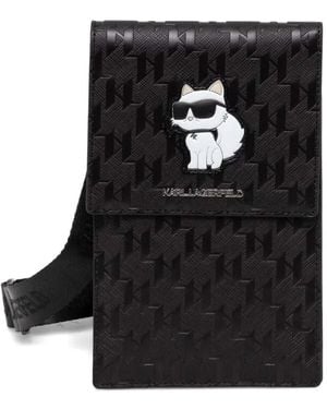KARL LAGERFELD Choupette Monogram-Embossed Phone Case - Black