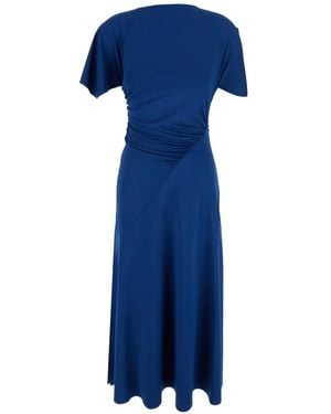Victoria Beckham Blousey Asymmetric Dress - Blue