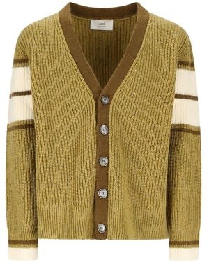 Ami Paris University V-Neck Cardigan - Green