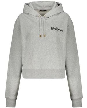 Balmain Sudadera Con Capucha Y Logo - Gris