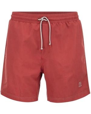Brunello Cucinelli Logo-Embroidered Swim Shorts