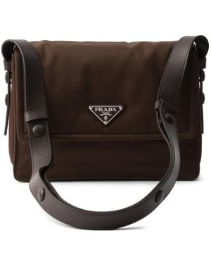 Prada Small Traveller Padded Shoulder Bag - Black