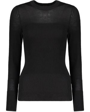 Moorer Ribbed-Knit Long-Sleeved T-Shirt - Black