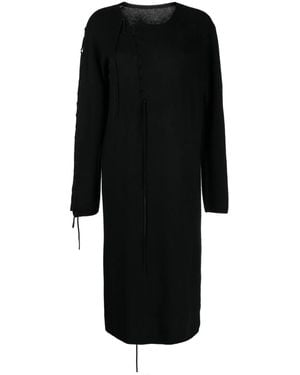 Yohji Yamamoto Abito Midi A Maniche Lunghe - Nero