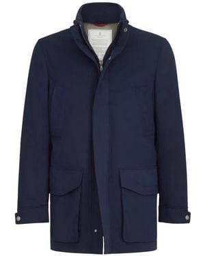 Brunello Cucinelli Water-Resistant Microfiber Parka With Thermore Padding And Packable Hood - Blue