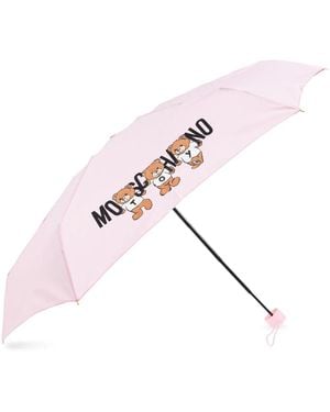 Moschino Compacte Paraplu Met Teddybeerprint - Roze