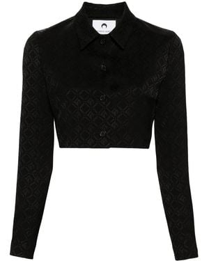 Marine Serre Cropped-Jacke Aus Moon Diamant-Jacquard - Schwarz