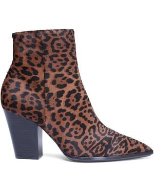 Santoni Animal-Print Heeled Ankle Boots - Brown