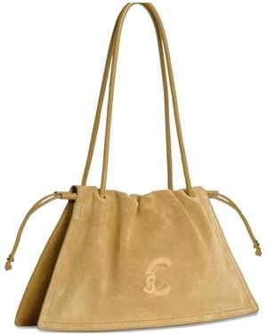 Coccinelle Medium Dulse Embossed-Logo Shoulder Bag - Natural