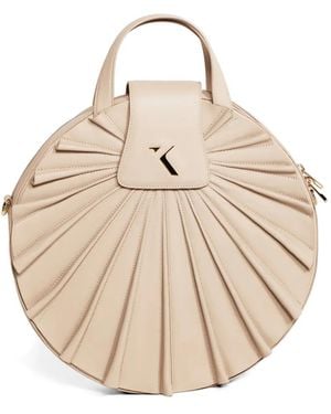 Saiid Kobeisy Pleated Round Calfskin Bag - Natural
