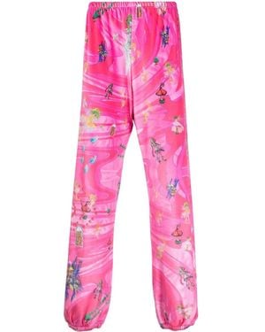 Liberal Youth Ministry Graphic-Print Velvet Trousers - Pink