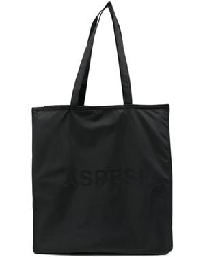 Aspesi Logo-Print Tote Bag - Black