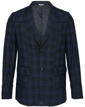 Comme des Garçons Check-Pattern Panelled Blazer - Blue