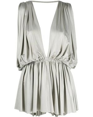 Rick Owens Venus V-Neck Draped Top - Gray