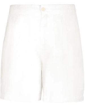 120% Lino Pleated Linen Shorts - White