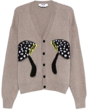 MSGM Cárdigan con aplique de champiñones - Gris