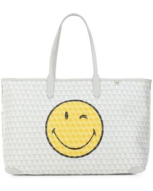 Anya Hindmarch I Am A Plastic Bag Smile-Print Tote Bag - Metallic
