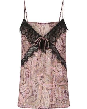Pinko Paisley-Lace Sleeveless Top - Pink